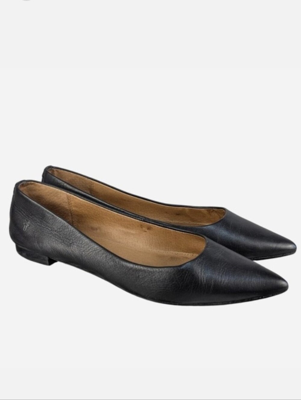 Frye Sienna Leather Pointed Toe Ballet Flats Black Leather 11